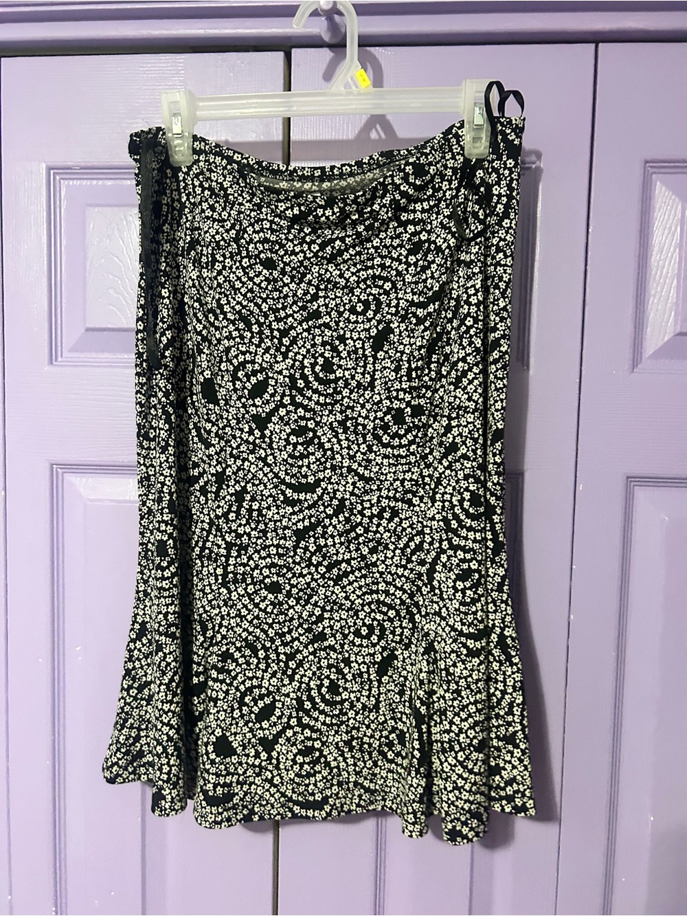 dressbarn Black and White Floral Midi Skirt